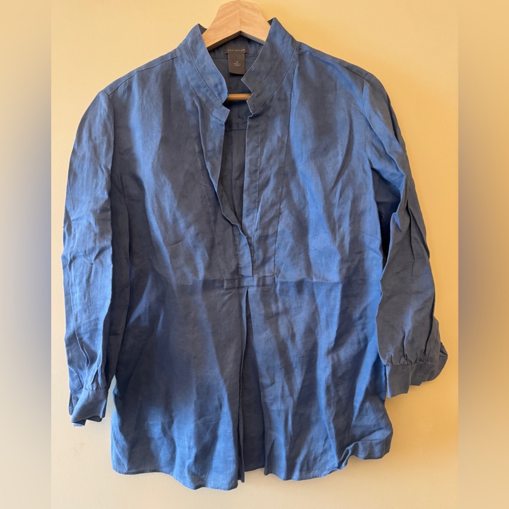 Ann Taylor Charcoal Button-Up Blouse